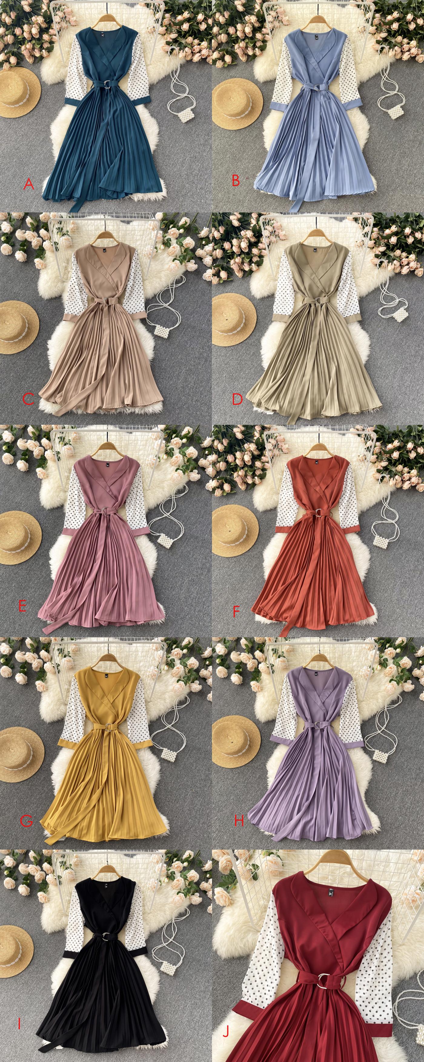 Cute V Neck Long Sleeve Dress A Line Fashion Dress HZ1023