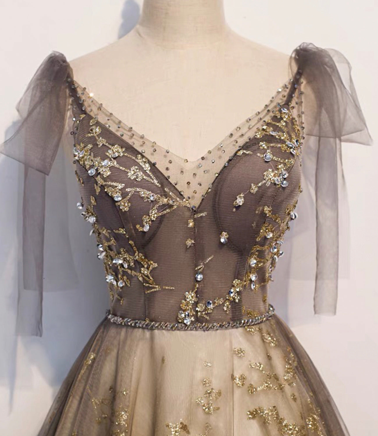 Elegant tulle sequins long prom dress evening gown HZ1023