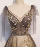 Elegant tulle sequins long prom dress evening gown HZ1023