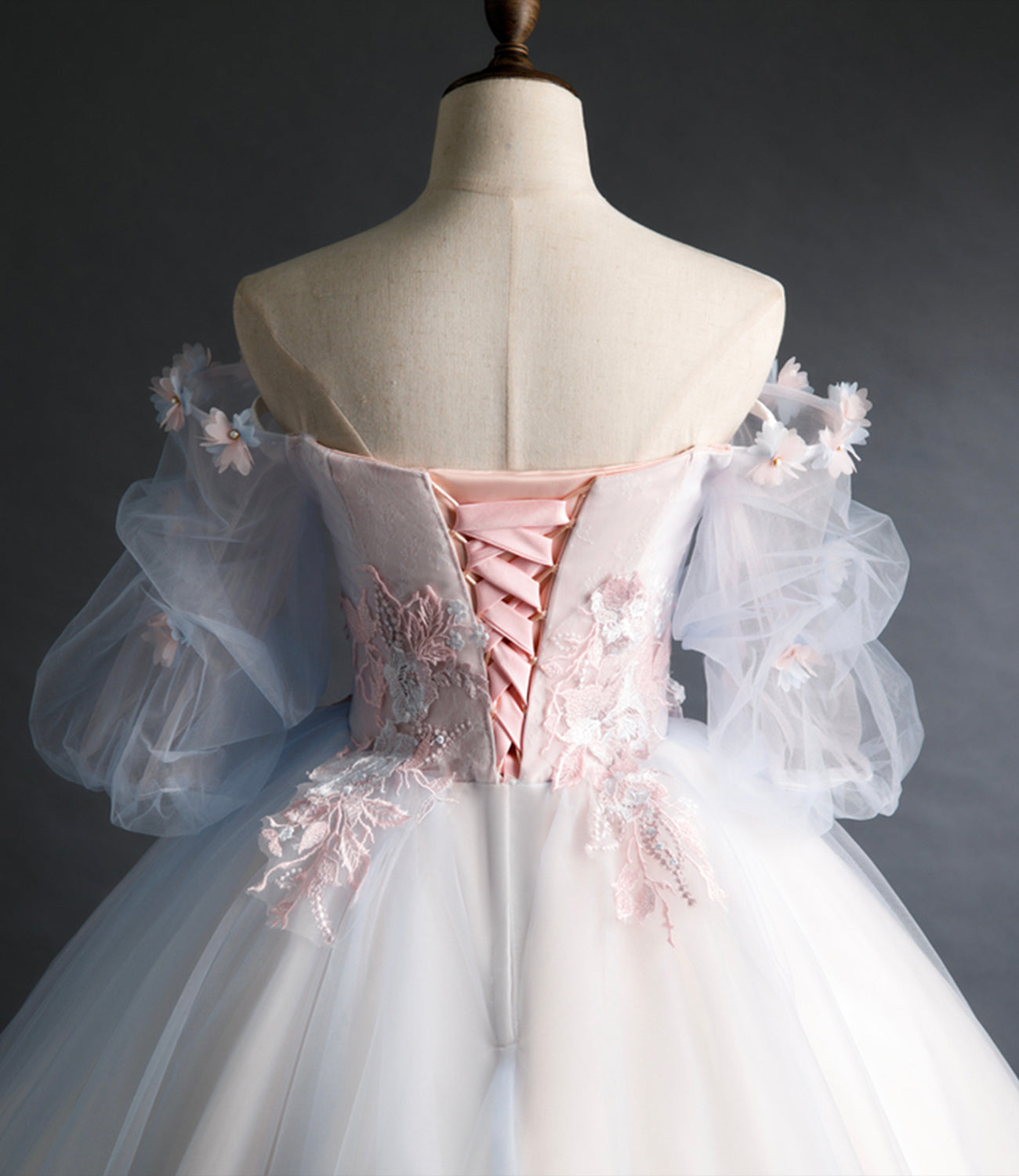 Cute tulle applique long prom gown A line evening gown HZ1023