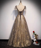 Elegant tulle sequins long prom dress evening gown HZ1023