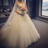 White tulle lace long ball gown dress evening gown HZ1023