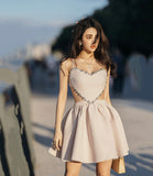 Lovely heart-shaped diamond backless prom dress party dress HZ1023