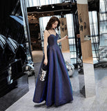 Simple satin long prom dress A line evening gown HZ1023