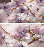 Purple tulle long A line prom dress evening gown HZ1023