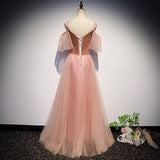 Pink velvet tulle long prom dress, pink evening dress HZ1023