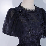 Black tulle lace long ball gown dress formal gown HZ1023