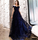 Elegant tulle long A line prom dress evening gown HZ1023