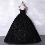 Black tulle long prom dress black evening gown HZ1023