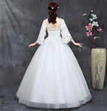 White v neck lace long prom gown evening gown HZ1023