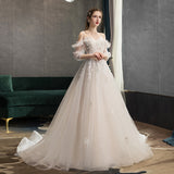 White tulle lace long prom gown A line evening gown HZ1023