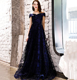 Elegant tulle long A line prom dress evening gown HZ1023