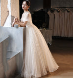 Cute tulle sequins long prom dress evening gown HZ1023