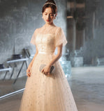 Cute tulle sequins long prom dress evening gown HZ1023