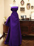 Purple Pretty Elegant Fashion Spaghetti Strap Long Satin Ball Gown Evening Dress Party Dress HZ1023
