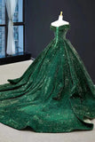 Silver/Red/Green Shiny Gorgeous Sequined Long Prom Dress Evening Dress Off Shoulder Adult Ceremony Dress HZ1023