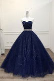Royal blue/Purple gorgeous shiny exquisite beaded A-line long tulle ball gown evening dress HZ1023
