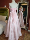Pink Spaghetti Strap Tulle Tulle Elegant Long Satin Ball Gown Evening Dress HZ1023