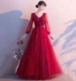 Cute tulle lace long prom dress A line evening gown HZ1023