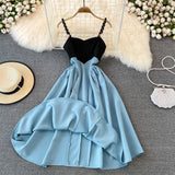 Cute A Line Short Dress Blue Fashion Dress HZ1023