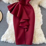 Stylish One Shoulder Satin Short Dress Party Dress HZ1023