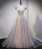 Cute lace long A line prom dress evening dress HZ1023