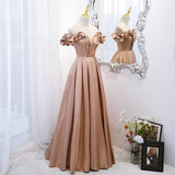 Cute satin long A line prom dress evening gown HZ1023