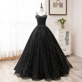 Black tulle long prom gown black evening dress HZ1023