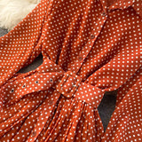 Fashionable A Line Polka Dot Long Sleeve Dress Fashion Dress HZ1023