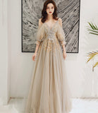 Elegant tulle lace long prom dress evening dress HZ1023