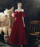 Burgundy sequins long prom dress HZ1023