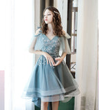 Blue lace homecoming dress bridesmaid dress HZ1023