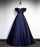 Blue Shiny Elegant Long Satin Ball Gown Evening Dress formal dress HZ1023