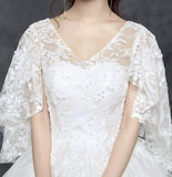 White v neck lace long prom gown evening gown HZ1023