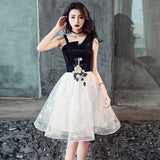 Black and white short prom dress homecoming dress HZ1023