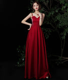 Simple long prom dress burgundy evening dress HZ1023