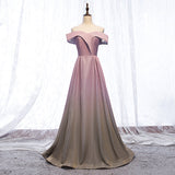 Shiny satin long prom dress pink evening dress HZ1023