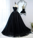 Black stylish and elegant long tulle floor-length ball gown evening dress HZ1023