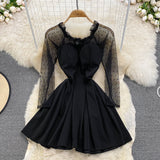 Black A Line Long Sleeve Short Dress Fashion Dress HZ1023