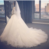 White tulle lace long ball gown dress evening gown HZ1023