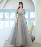 ray tulle beads long prom dress evening dress HZ1023
