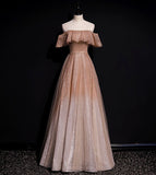 A line tulle sequins long prom dress evening dress HZ1023