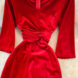 Stylish V Neck Velvet Long Dress Fahsion Dress HZ1023