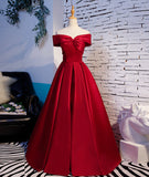 Red Elegant Fashion Simple Bow Sweet A-line Long Satin formal Ball Gown Evening Dress HZ1023