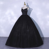 Black v neck tulle long ball gown dress formal dress HZ1023