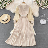 Elegant V Neck Long Sleeve Dress A Line Fashion Dress HZ1023