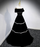 Black velvet long prom dress black evening gown HZ1023