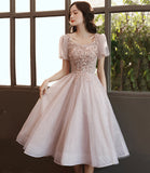 Champagne tulle sequins short prom dress homecoming dress HZ1023
