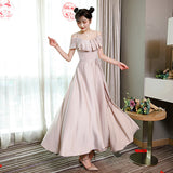 Light pink satin prom dress evening dress HZ1023