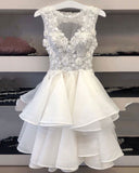 White tulle lace short prom dress homecoming dress HZ1023